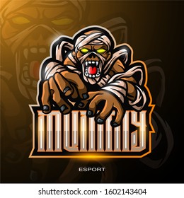 Skull mummy mascot esport logo design