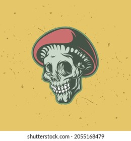 skull mushroom head mascot, this cool and simple image is suitable for t-shirts, posters and merchandise design elements, also suitable as an organic rock music community logo
