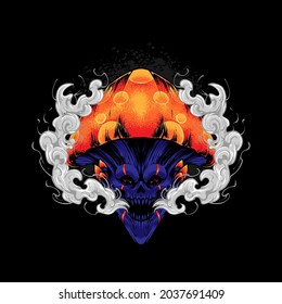 Skull Mushroom Illustration, perfect for T-shirt, Apparel or merchandise design