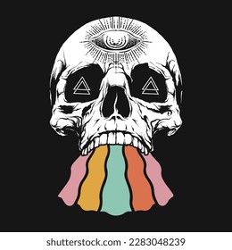 Skull Mushroom Rainbow Vector T-shirt Design