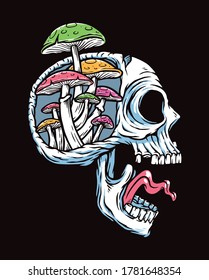 Skull and mushroom vector illustration