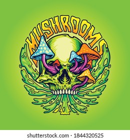 Skull Mushrooms Mascot Illustrationen für Ihre Arbeit Merchandise Bekleidung Linie, Aufkleber und Poster, Grußwerbung Unternehmen oder Marken
