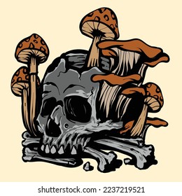  skull mushrooms melted vector illustrations for your work logo  merchandise t  shirt  