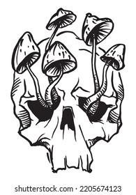 Skull  mushrooms  Memento Mori  Skull Design  Aesthetic tattoo