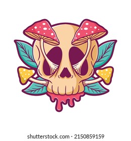 Skull and mushrooms vector illustration