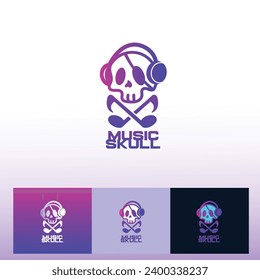 Skull and music, art vector, skeleton