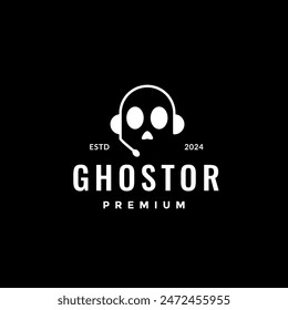 skull music headphone modern logo design vector
