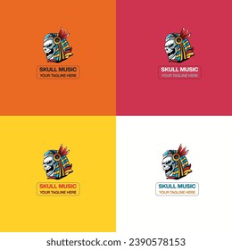 Schädelmusik-Logo mit eps