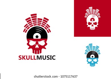 Skull Music Logo Template Design Vector, Emblem, Design Concept, Creative Symbol, Icon