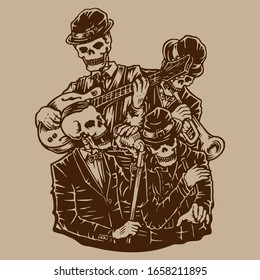 Gráfica de diseño vectorial de la escuela de música Skull