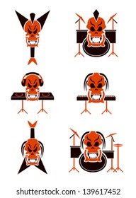 Skull music tribal tattoo set