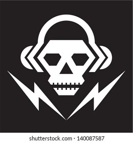 Skull Music - Vector Logo Sign Template.