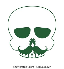 Skull with mustache. Cinco de mayo mexican celebration vector illustration line style icon