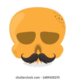 skull with mustache. Cinco de Mayo mexican celebration vector illustration flat style icon.