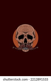 Skull with mustache vector illustration