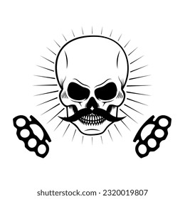 skull with a mustache vector illustration. Fight club logo