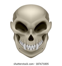 Skull of a mutant with fangs. Illustration on white background
