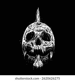 skull and nails death metal illustration