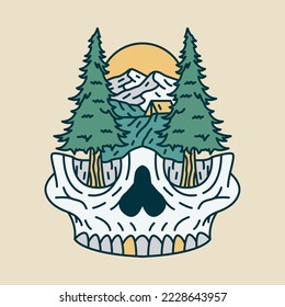Skull and nature graphic illustration vector art t-shirt design