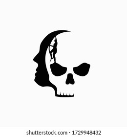 Skull negative space logo and design vector