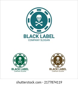 Skull negative space logo and design vector skeleton