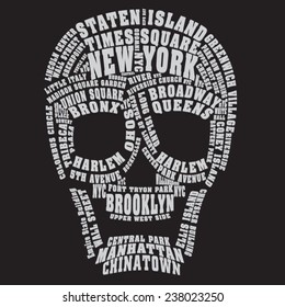 Skull New York typography, t-shirt graphics, vectors