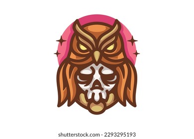 Skull nightmare mascot logo gaming cartoon character illustration vector