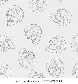 Skull non stop vector illustration. Skull pattern.