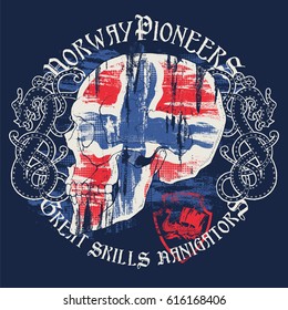 Skull with a norwegian flag on it