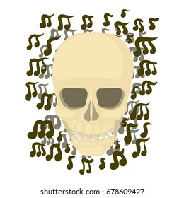 Skull with notes icon. Cartoon illustration of skull with notes vector icon for web