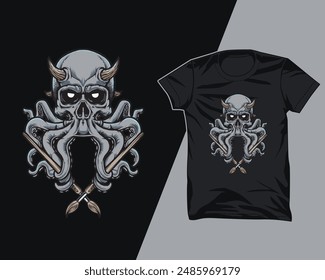 skull octopus creative t shirt design