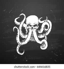 skull with octopus in a tattoo style 