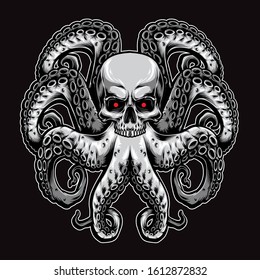 skull octopus vector logo illustration