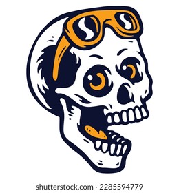 skull old school style design. sticker design. t shirt design or tattoo design 