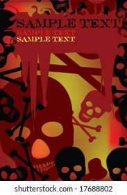 skull on abstract red background