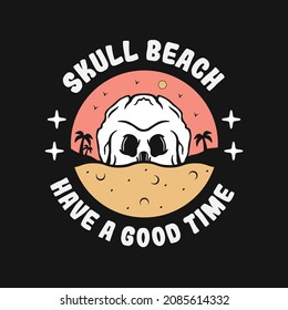 skull on the beach vector illustration, badge, artwrok, logo