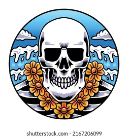 skull on the beach vector illustration