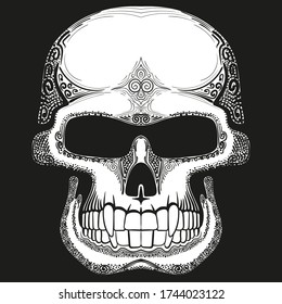 Skull on a black background. Social Media Avatar.