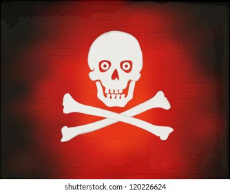 Skull on black red background