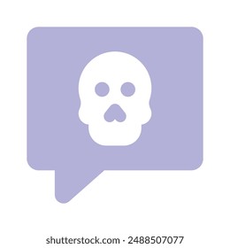 Skull on chat bubble showing icon of message hacking, cybercrime vector