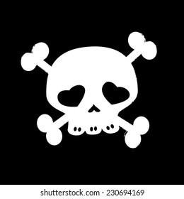 skull on crossbones, black and white 