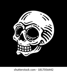 Skull on dark background. Vector Illustration