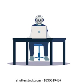 cráneo en ilustraciones modernas de vector plano