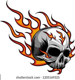 Skull On Fire Flames Vector Illustration Stock Vector (Royalty Free ...