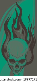 Skull on Fire with Flames Vector Illustration