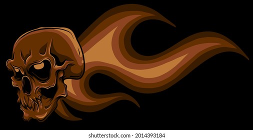 Skull on Fire with Flames vector Illustration