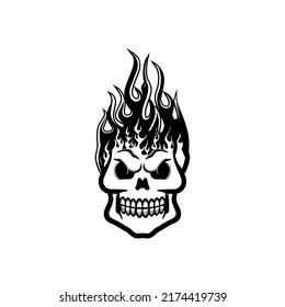 Skull On Fire Flames Vector Illustration Stock Vector (Royalty Free ...