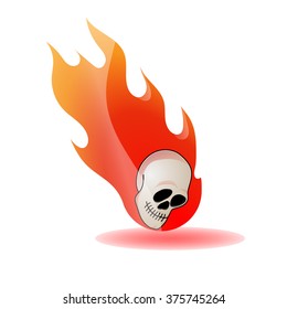 Skull on Fire with Flames Vector Illustration