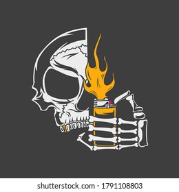 Skull on fire illustration Premium Vector