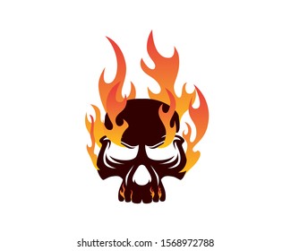 Skull on Fire Illustration Vector